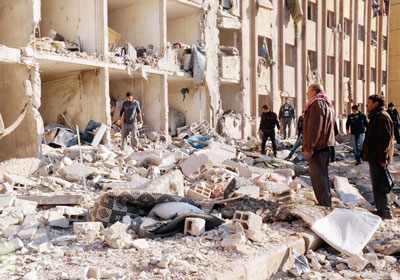 Trường đại học Aleppo sau khi bị tấn công.
